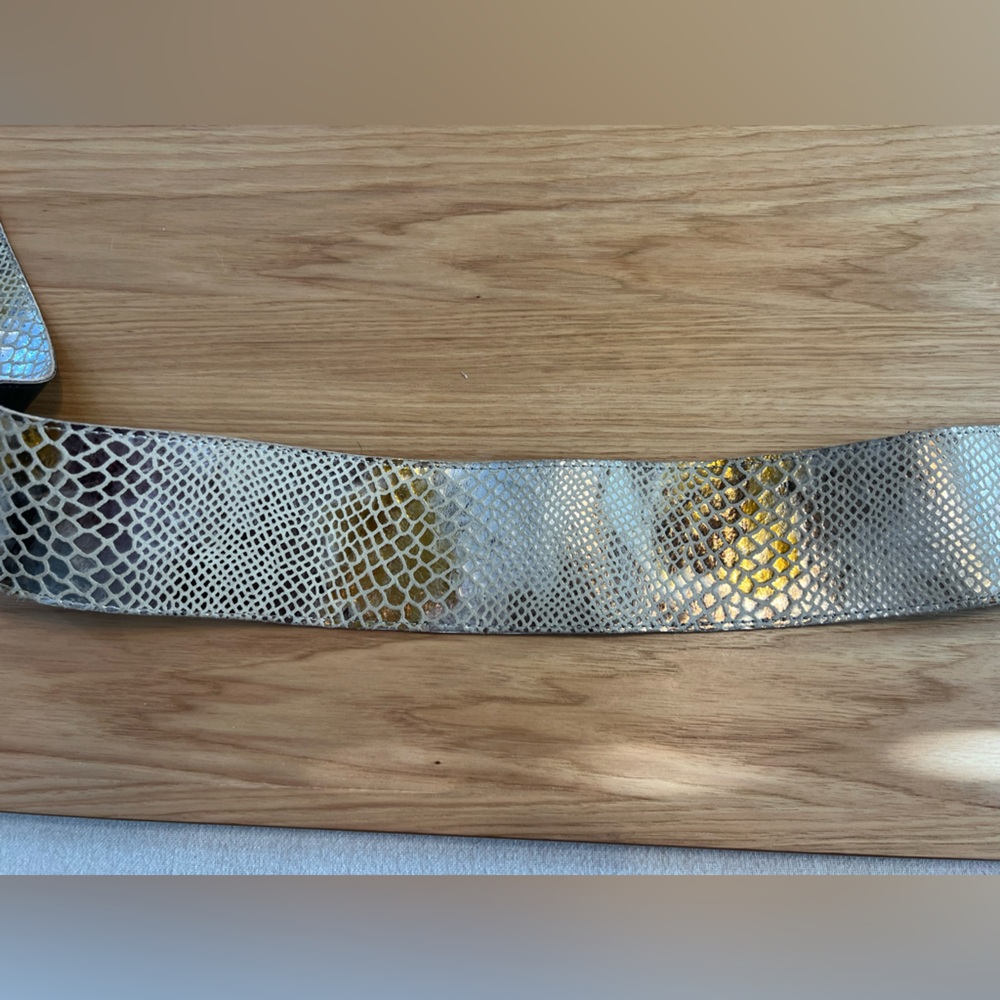 Gold Brown Snake Reptile Print Thick Women's Belt Small - Picture 7 of 8